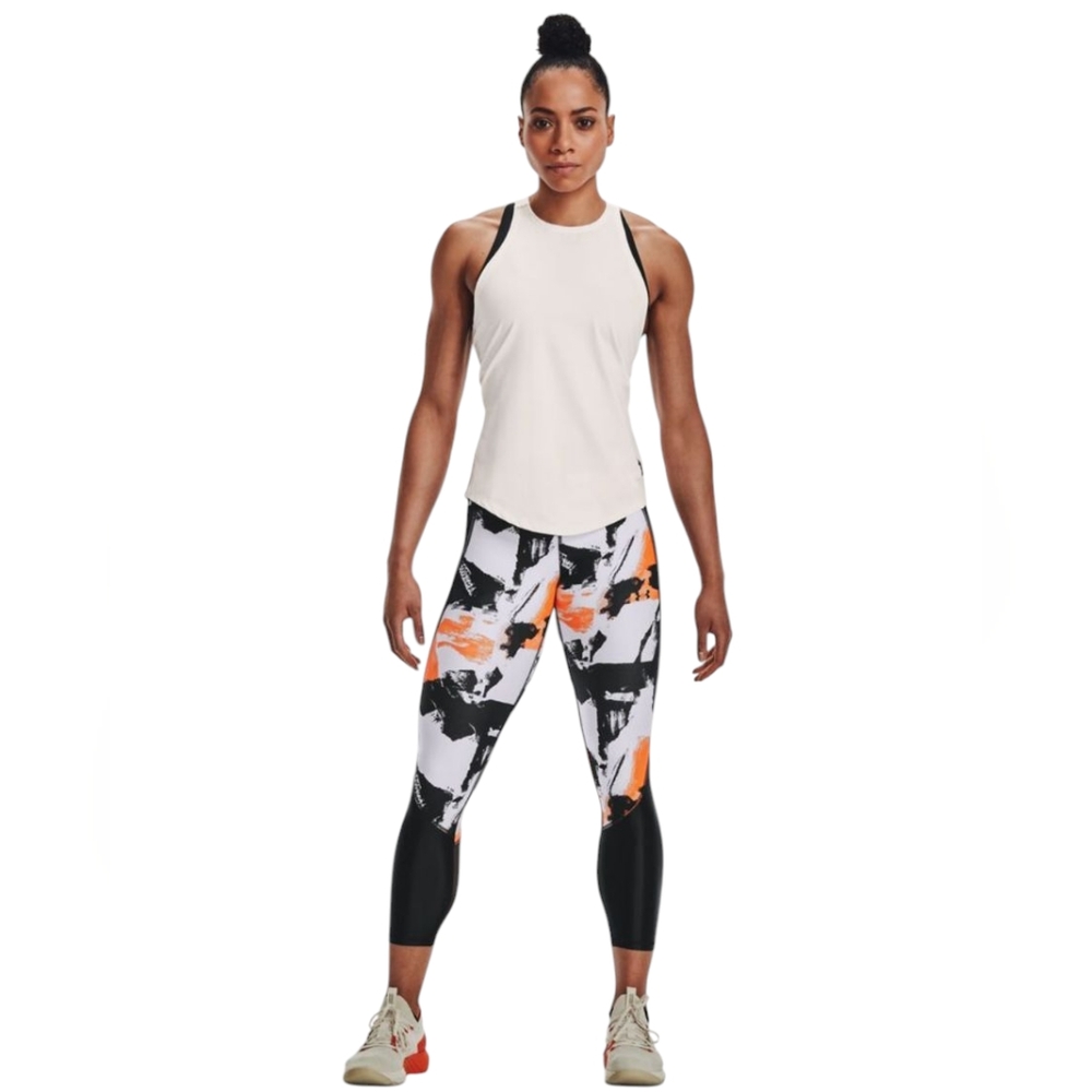 Under Armour Project Rock Crop Legging Mid Waist Rise Abstract Print Yoga Pants